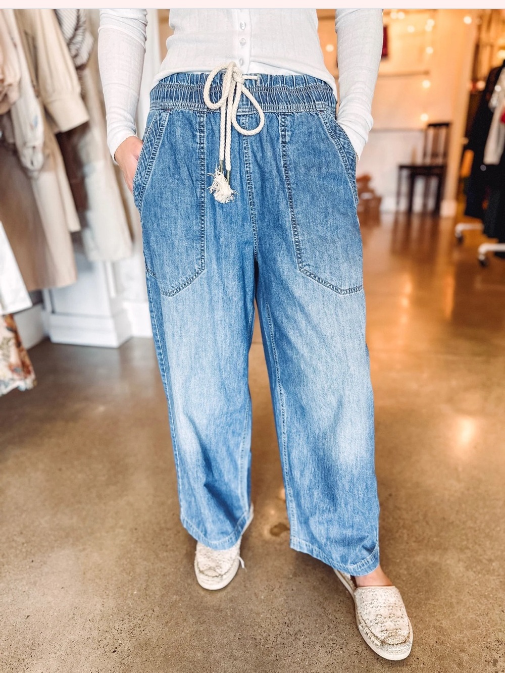 Free People Easy Pull On Jeans Wide Leg XS